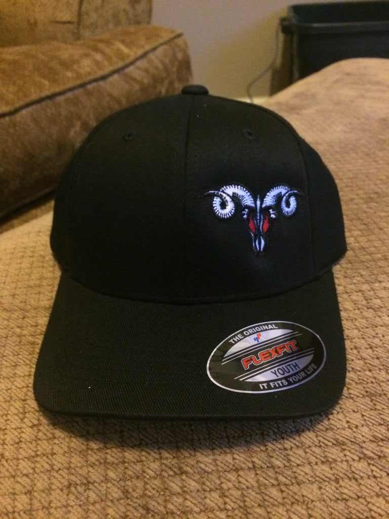 Solid Black MadRam11 Logo  FlexFit Hat